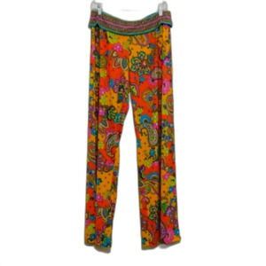 Trina Turk Summer Love Beach Pants Coverup Colorful floral, Paisley Wide Leg L